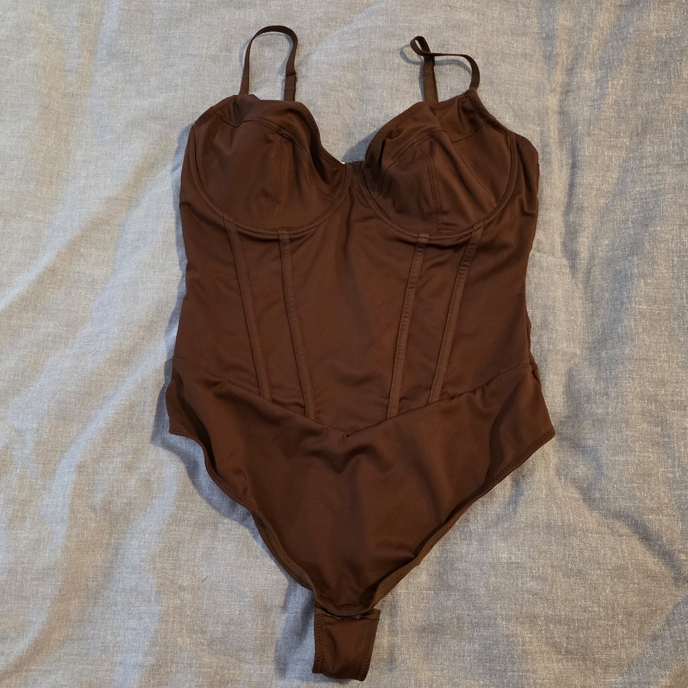 Chic Brown Women's Corset Bodysuit